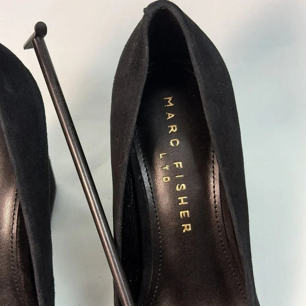 Marc Fisher Size-5.5 M‎ Women's Black Yalina Slip-On Block Pump Heel Shoes